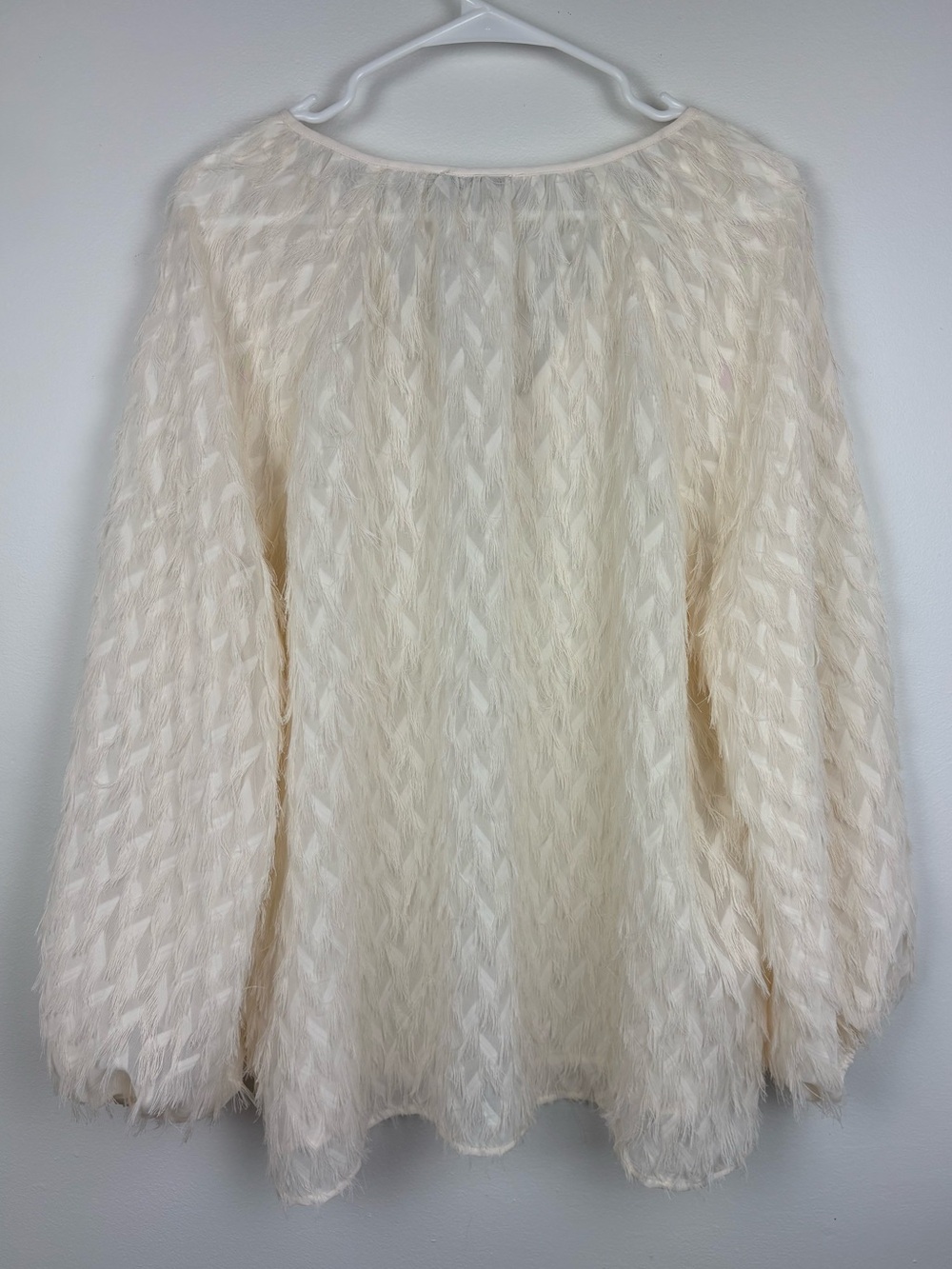 Chico's Feathered Pullover Peasant Blouse Ivory Size 16/18/XL Boho Chic Romantic - Picture 3 of 6
